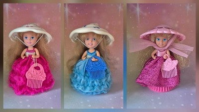 2 x Cupcakes Puppe Tonka Kenner 90er Jahre Spielzeug Glitzer Rüschen Pink Blau
