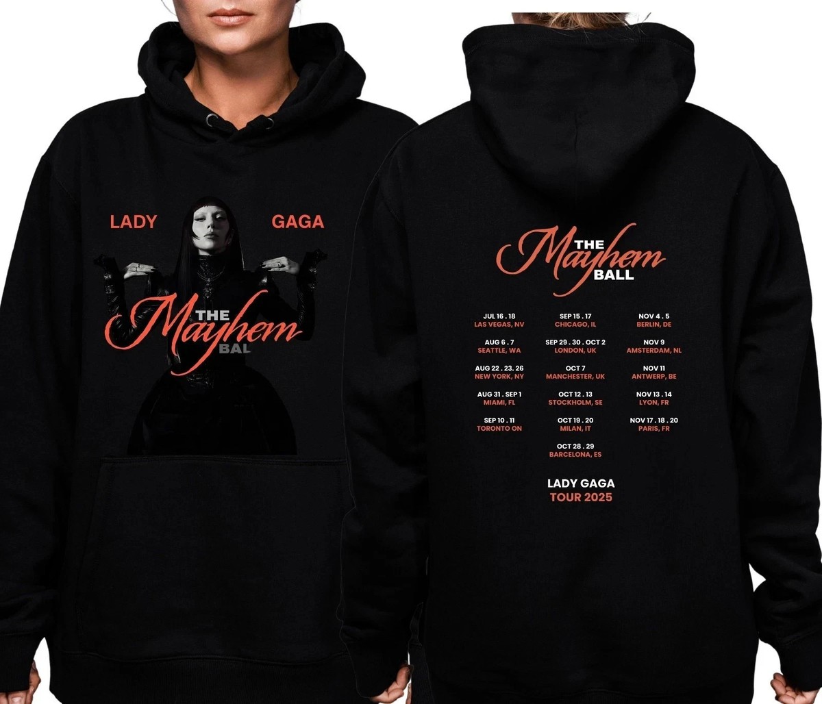 The Mayhem Tour 2025 Hoodie Lady Gaga Inspired Concert S-3XL | eBay
