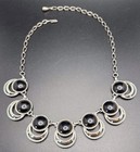 Vintage SARAH COVENTRY Silver Tone Faux Black Onyx Choker Necklace 17.5” Adjusts — photo 3