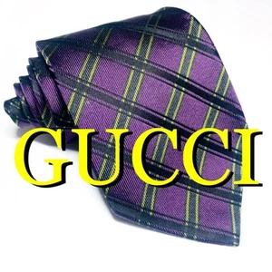 Cravate GUCCI 60,23 pouces violet à carreaux motif GG soie