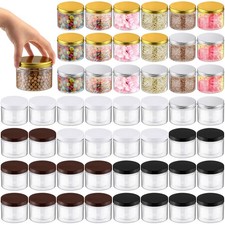 50 Pcs 10 oz Clear Plastic Jars Containers with Screw on Lids Airtight Wide M...