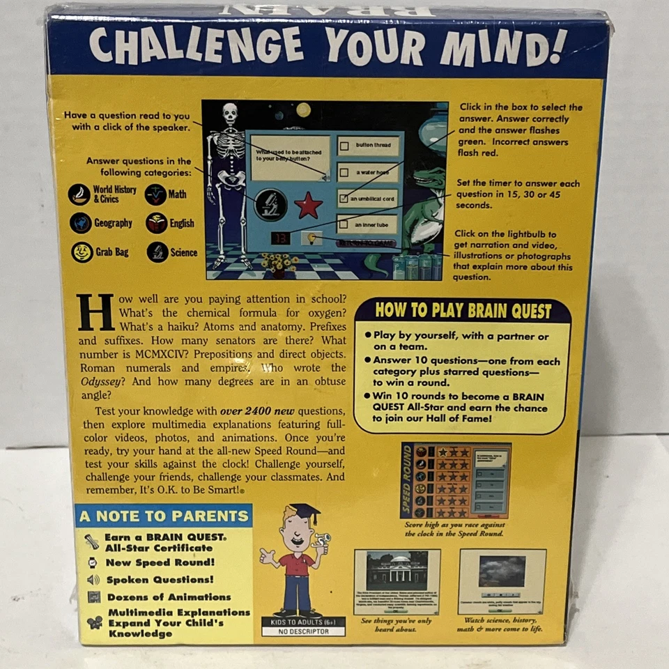 NEW Brain Quest 2 CD Set Grades 5&6 CD-Rom Over Achiever Pack Computer Game - Image 3 of 3