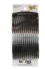 Scunci Plastic Side Hair Combs, Black, Clear, and Tortoise Shell, 12 Ct
