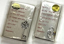 Zippo Lighter Lovers Cross Key Metal Pair Silver Unused