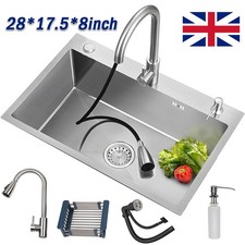 1.0 Large 8"Deep Single Bowl Rectangular Stainless Steel Kitchen Sink Undermount