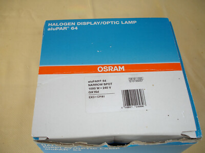 1 OSRAM HALOGEN DISPLAY/OPTIC LAMP ALUPAR 64 OVP 1000W 240V GX16d NARROW SPOT