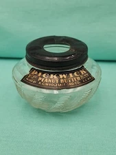 Antique “ PICKWICK PEANUT BUTTER " Ashtray Jar KC Wholesale Grocery Co K.C.MO
