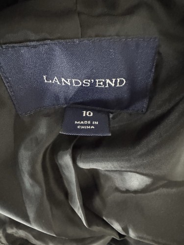 Lands End Classic Minimalist True Black Boiled Wool Blend Pea Coat Size 10 - Picture 7 of 7