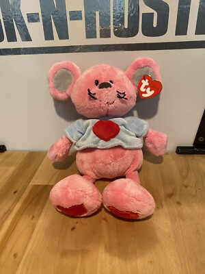 2005 Classic Ty Beanie Baby ''Patter'' Pink Mouse 10'' w/Tag Heart on Shirt & Feet!