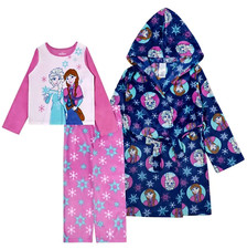 DISNEY Girls Frozen 2 Princess Elsa Anna Pajama Cover Bath Robe Set Sz 4 8 XS M