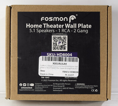 FOSMAN 2 Gang 5.1 Surround Sound Wall Plate Gold 5 Pair Copper Binding Post