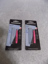 2 Tweezerman Mini Slant Tweezers With Case Pink New