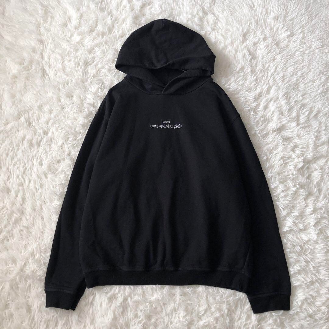 Maison Margiela Inverted Logo Pullover Hoodie Black 22SS Oversized From Japan
