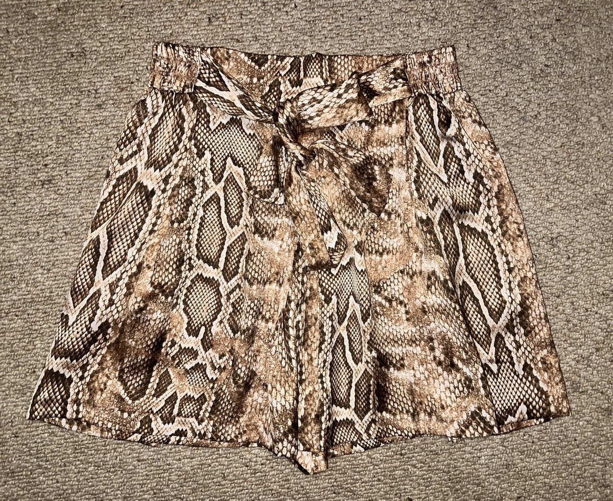 Zara Snakeskin Paperbag Shorts Zara Black High Waist Elegant