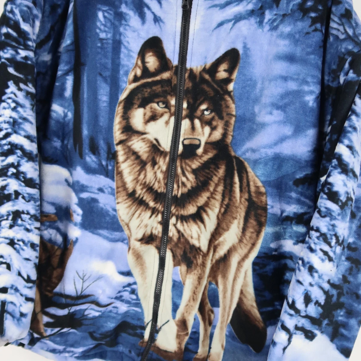 Vintage JBC Collection Wildlife Wolf Jacket Fleece Lined Hooded SZ 2XL M7904