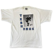 Vintage Wayne Hawkins “Team Hawk” Printed Autograph White T-Shirt USA Made