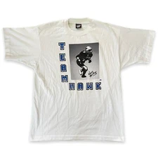 Vintage Wayne Hawkins “Team Hawk” Printed Autograph White T-Shirt USA Made