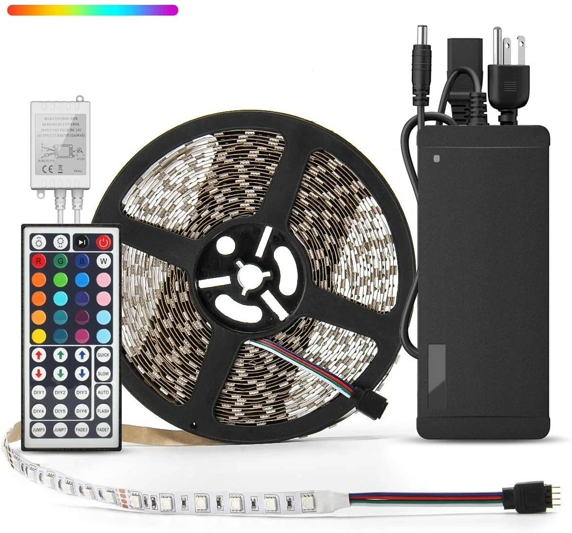 32.8ft RGB LED Strip Light Kit 600 LEDs Adhesive LED Tape Light for Home Decor