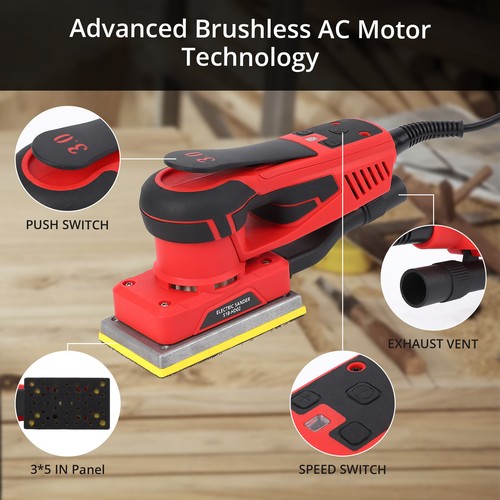 Electric Random Sheet Sander Brushless Motor 350W,10000 RPM Variable Woodworking - Picture 3 of 9