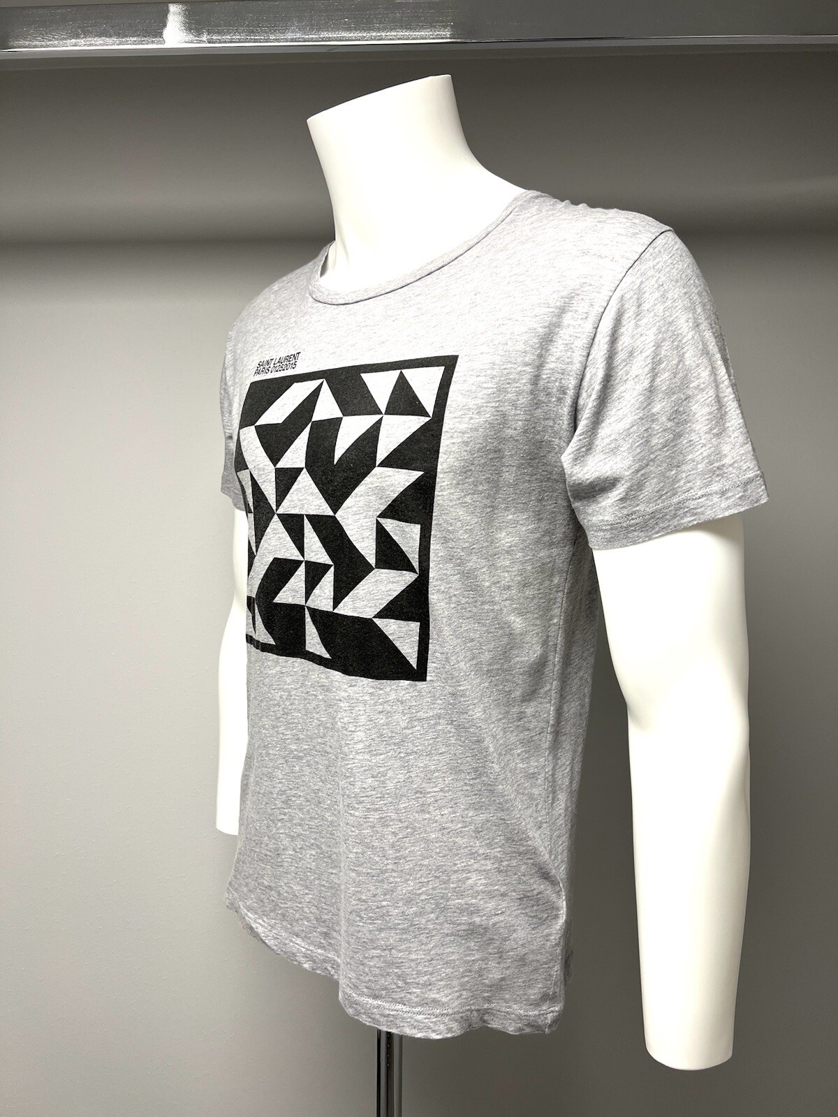 T SHIRT SAINT LAURENT PARIS 01 25 2015 GRAFICA GRIGIO NERA TAGLIA S MADE IN ITALY