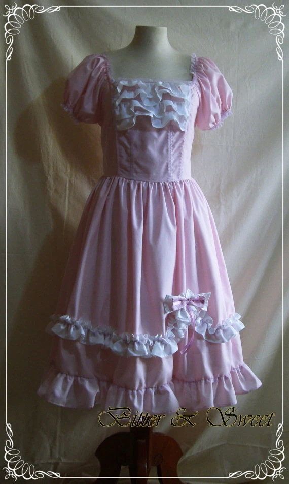 Lolita rosa pastel-Dama-Cosplay-Halloween-Vestido de fantasía-Disfraz-delantal blanco-delantal Foto 2 de 4