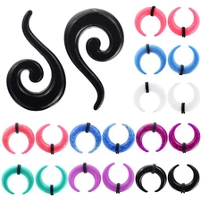 16PC Crescent Pinchers Taper Stretching Kit Acrylic Moon Ear Gauges Plug 14G-00G