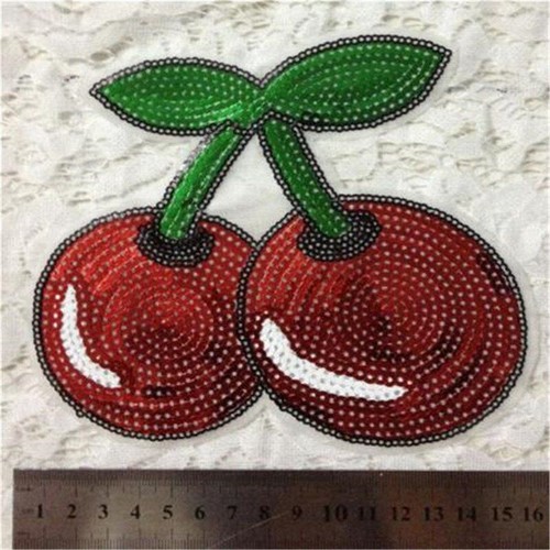 Red Cherry Sequined Patches Sew On Clothing Women Top Shirt Fruit Patching - Picture 13 of 14