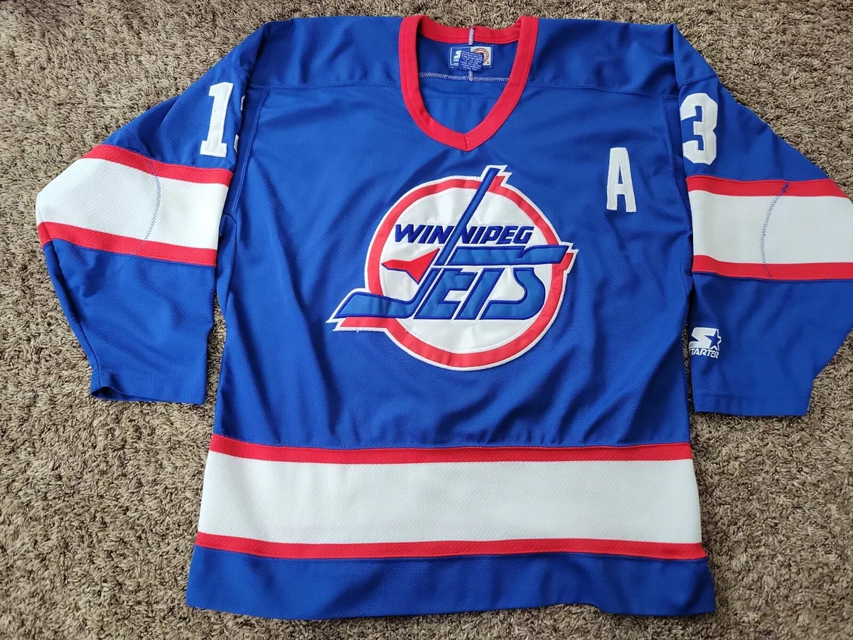 Vtg TEEMU Selanne Winnipeg Jets Starter Hockey Jersey Blue Sewn