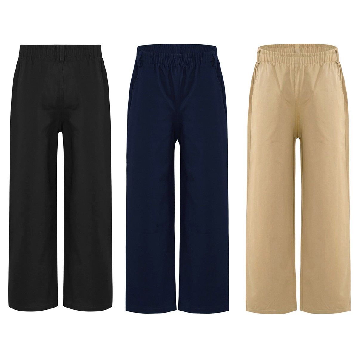 Kids Boys Pants Straight-Leg Britches Jogging Trousers Uniform Mid