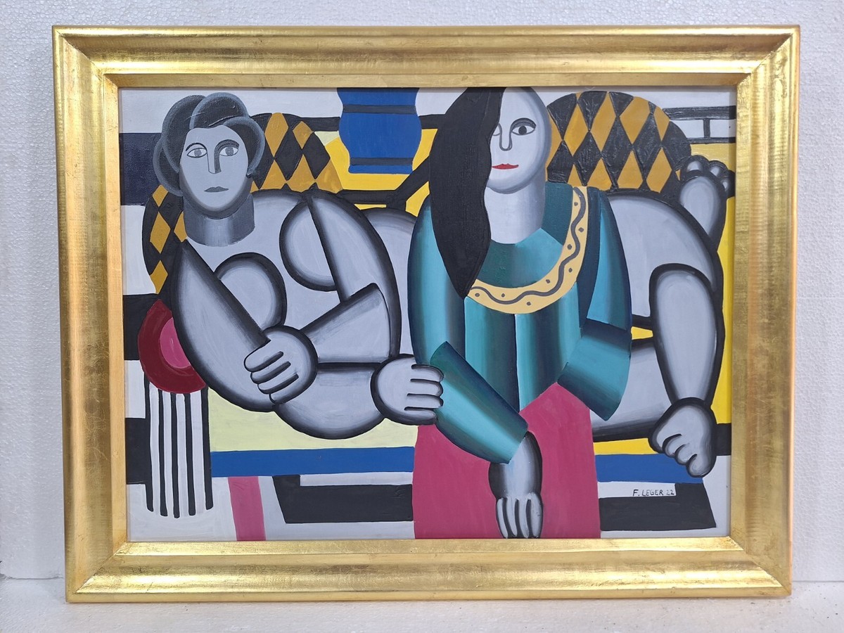 FERNAND LEGER OIL ON CANVAS 1922 WITH FRAME IN GOLDEN LEAF GOOD