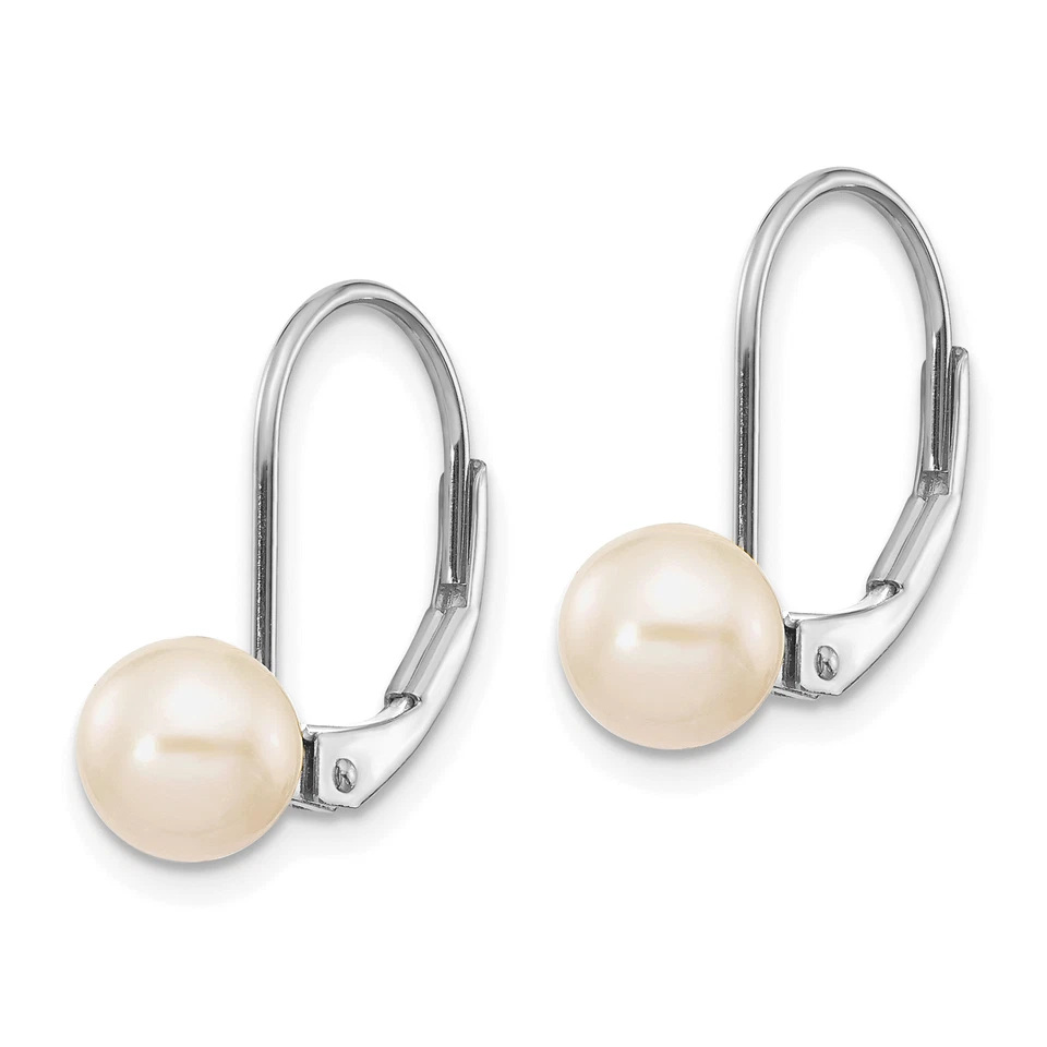 14k Gold 6-7mm Round Freshwater Cultured Pearl Leverback Earrings XLBW65PL - Image 2 of 4