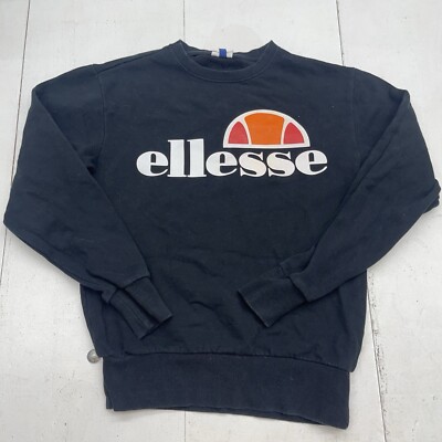 Ellesse Black Logo Long Sleeve Crew Neck Pullover Sweatshirt Mens Size Small