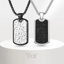 VNOX Mens Dog Tag Necklaces Black Silver Stainless Steel Military Dogtag Pendant