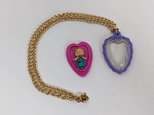 Polly Pocket 1993 Rose Dream Locket Heart Crystal Pendant