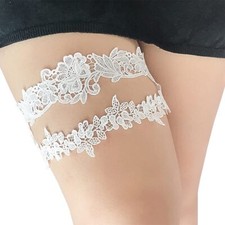 Wedding Garters for Bride Lace Bridal Garter Set 2 Pieces Women's White Garte...