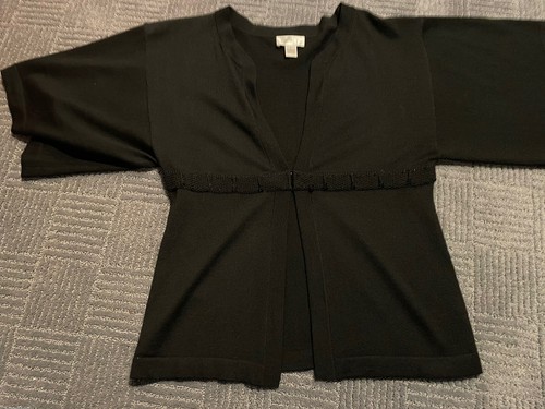 Loft Cardigan Wool Cashmere Blend Short Kimono Sleeve Hook & Eye