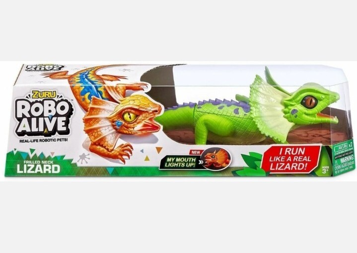 Robo Alive Frill Neck Lizard Real-Life Robotic Pet Figure Green