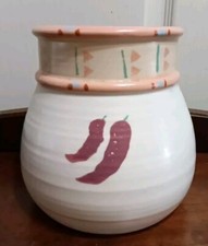 Taos Southwest Treasure Craft Pottery Utensil Jar Chili Pepper Made In USA