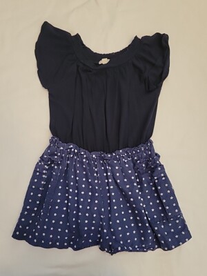 Girl's CREWCUTS Size 10 Navy Star Print Romper