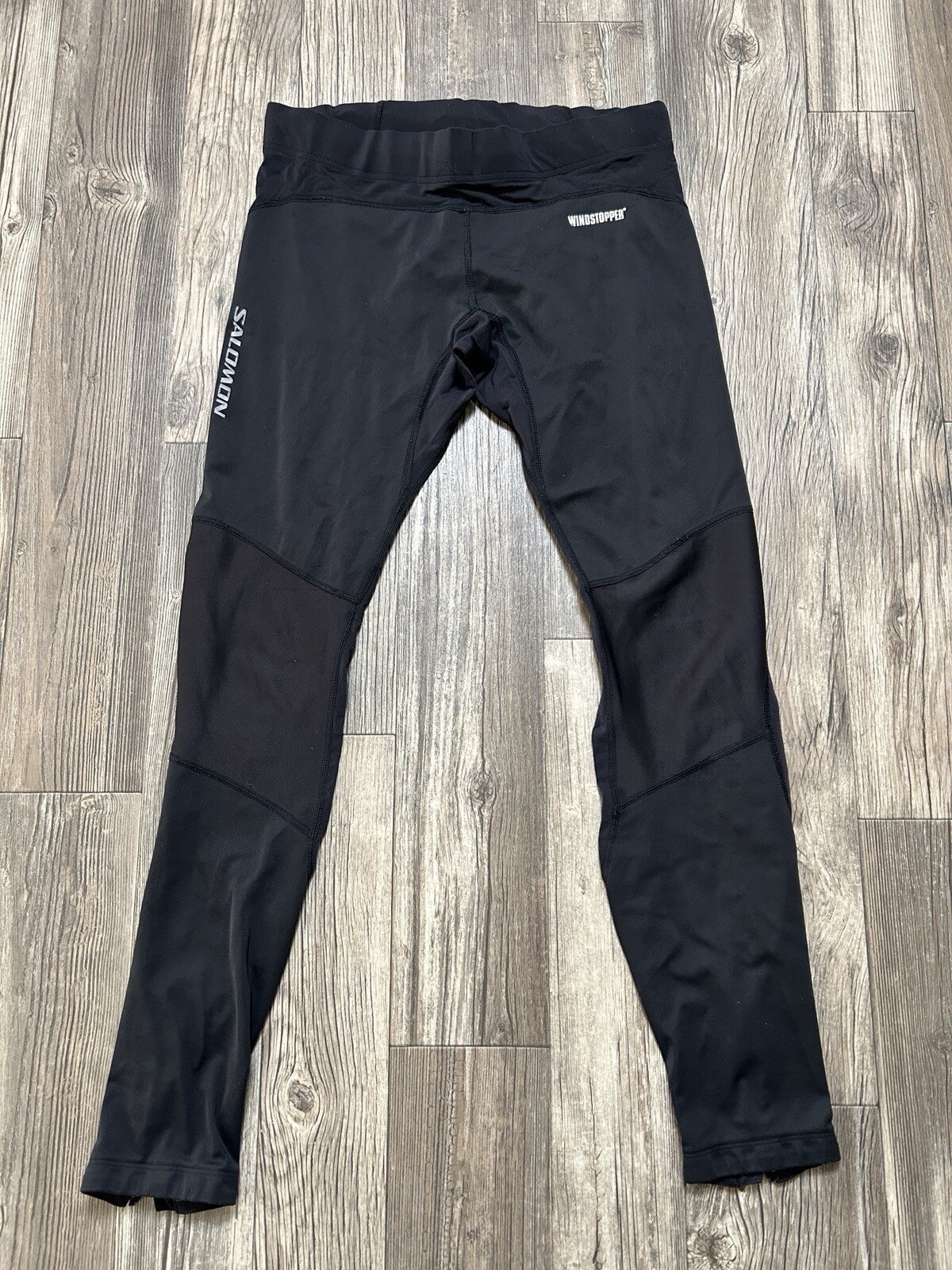 Salomon Leggings Donna M Nero Antivento Cerniera Fondo Pantaloni Sci Corsa