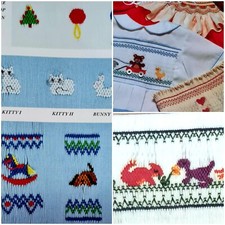 Ellen McCarn Picture Smocking Pattern Train Dinosaur Cat Teddy Rocking Horse