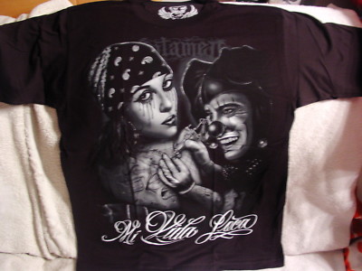 TATTOO MI VIDA LOCA UNTAMED JOKER SMILE NOW CRY LATER MASK T-SHIRT