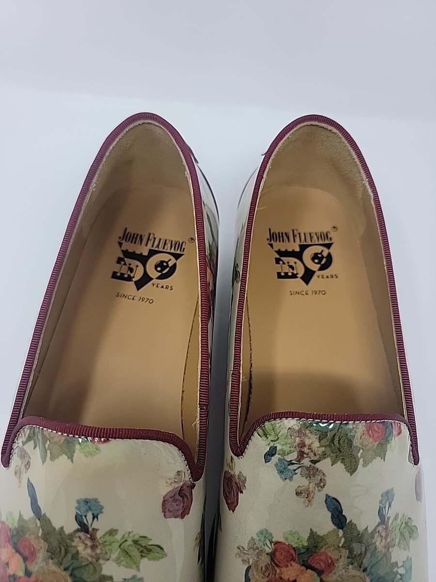 John Fluevog Tobias Patent Leather Floral loafer with heel  display picture 2