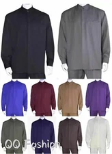  Men's 2-piece Mandarin Banded Collar Casual Shirt Set Walking Suit M2826. 