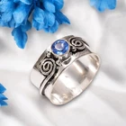 Natural Tanzanite Gemstone Blue Band Ring Size 925 Sterling Silver Handmade Ring