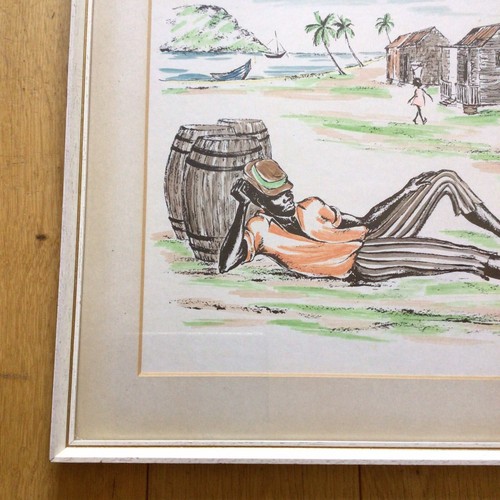 Vintage Hand Coloured Black Americana Lithograph Print Signed Anabel Sweetapple - Picture 6 of 8