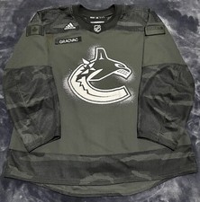 Vancouver Canucks Tyler Graovac Armed Forces Warmup Worn Adidas MiC Jersey