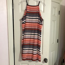 Tommy Hilfiger Linen Tank Dress Sundress Striped Sz 12 Coastal Vacation Summer