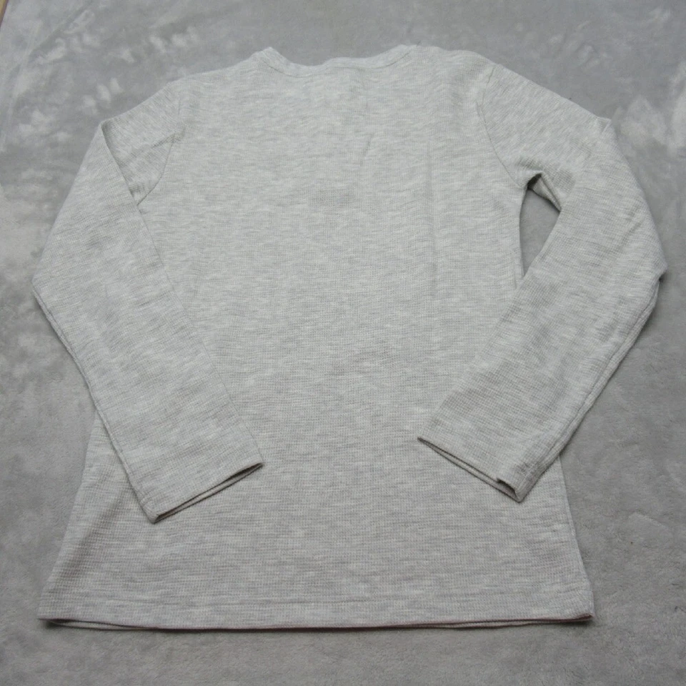 Camisa Hurley Juvenil 14/16 Gris Cuello Henley Manga Larga Tejido Gofre Térmica Informal Foto 3 de 4