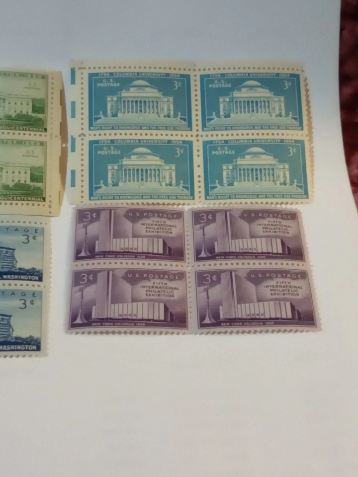 MINT NH OG FOUR 3 CENT STAMP BLOCKS CV 7.80 - Image 3 of 4